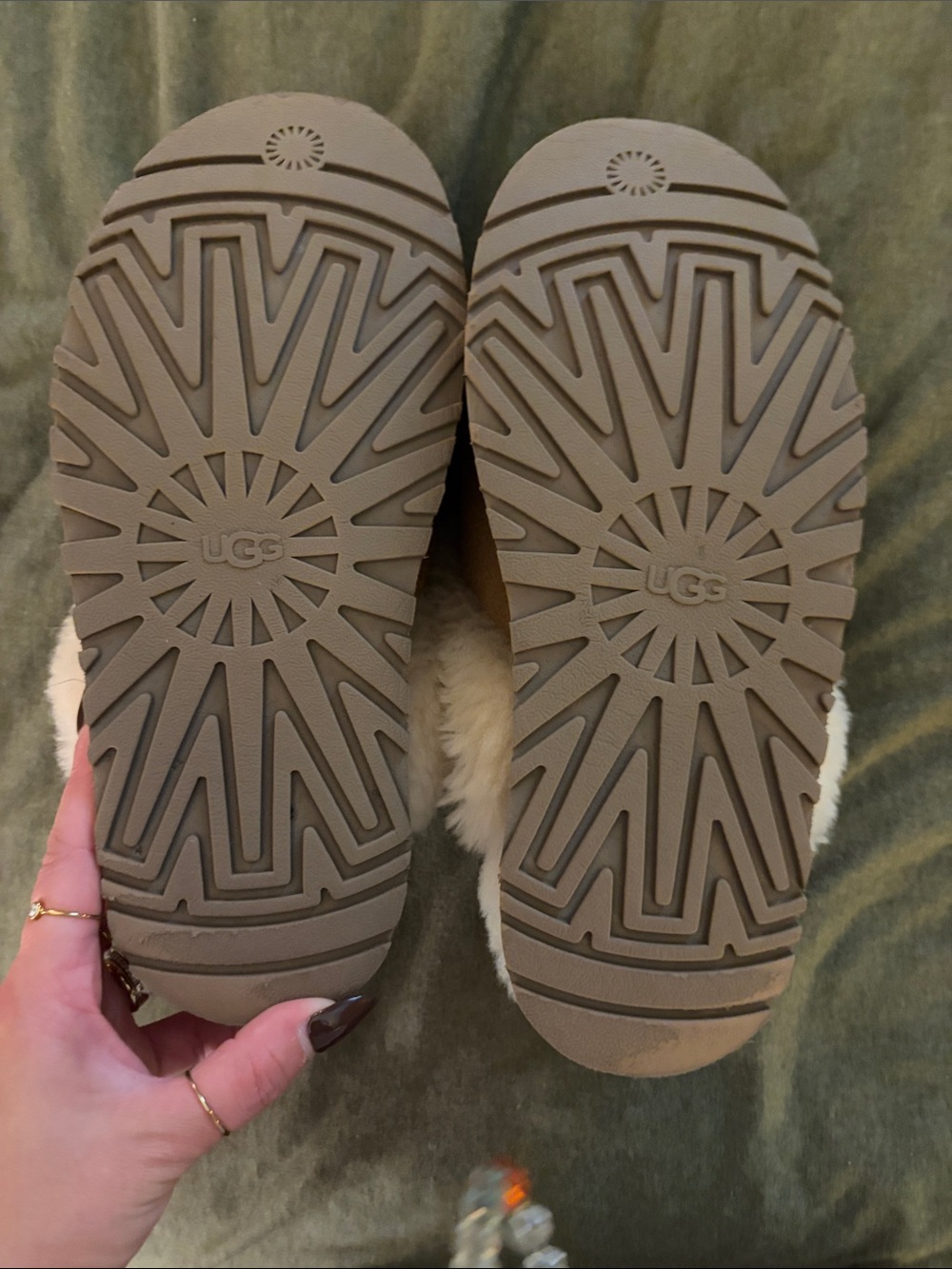 UGG Chestnut Suede Shearling Clog Slippers with Cream Lining - Picture 7 of 7